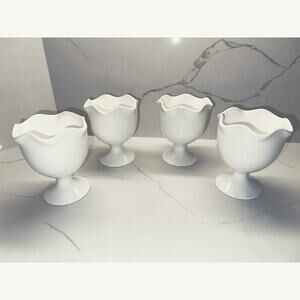 Vintage Set of 4 Porcelain Ice Cream Cups Una Porcelain by Norpro Tulip Dessert